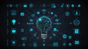 Cultura Digital. composição com símbolos de inteligência artificial. Inovação.