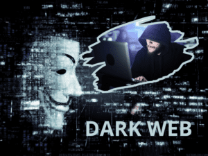 Como Evitar Golpes na Internet ? A imagem mostra um individuo na Dark Web aplicando golpes.