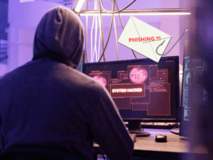 Como Evitar Golpes na Internet ? A imagem representa um golpe de Phishing.