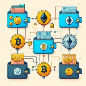 Ilustração de um diagrama mostrando diferentes tipos de endereços de carteira para Bitcoin e Ethereum.