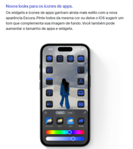 Com uma maior personalização da tela inicial, pode-se organizar os ícones e alterar suas cores.