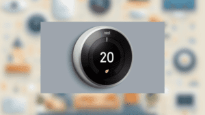 Foto de um termostato inteligente em funcionamento.