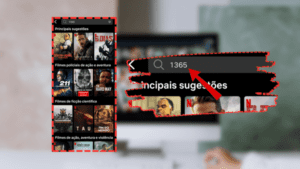 Montagem mostrando como usar códigos da netflix para ver filmes escondidos de ação.