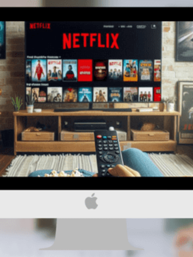 Montagem de uma pessoa utilizando códigos da Netflix para ver filmes, numa sala.