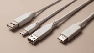 Imagem feita com IA mostrando cabos usb 2.0 e outros lado a lado.