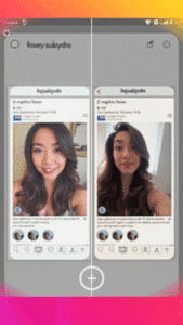 Tela dividida mostrando alta contagem de visualizações em stories versus zero interações em posts do Instagram.