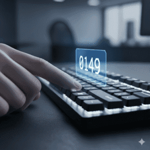 Mão usando o atalho do teclado para criar a bolinha preta no Windows com o código ALT.