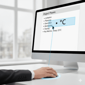 Método de copiar e colar os símbolos de bolinha preta do teclado e grau de forma prática.