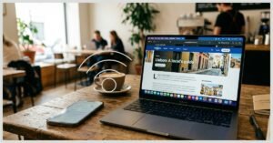Usuário configurando o Acesso Pessoal no menu de Ajustes do iPhone para rotear internet.
