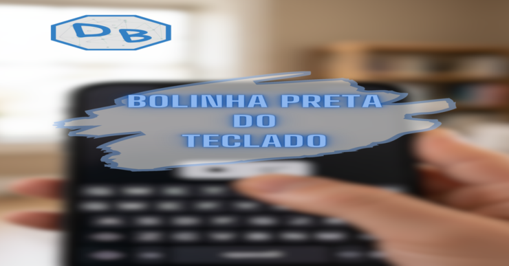 Montagem de capa mostrando um usuário selecionando a bolinha preta no teclado do celular.