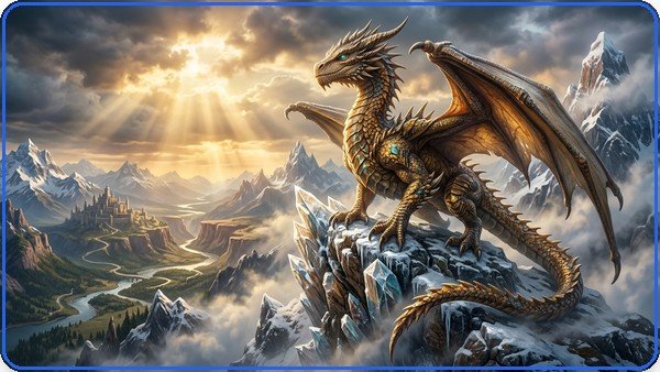 Imagem gerada a partir do prompt: dragao em montanha cristalina