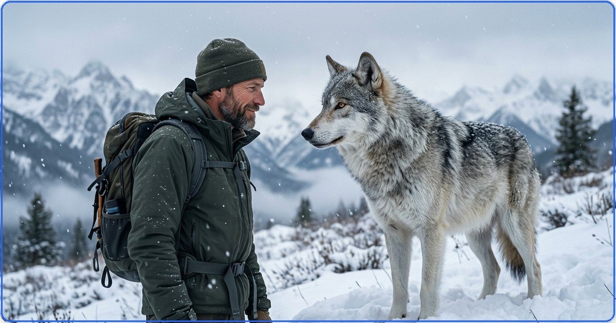 Aprenda a criar prompts realistas de lobo e explorador na neve com presença emocional e qualidade cinematográfica.